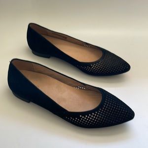 Vionic Gem Posey Pointed Toe Black Suede Flats 8.5